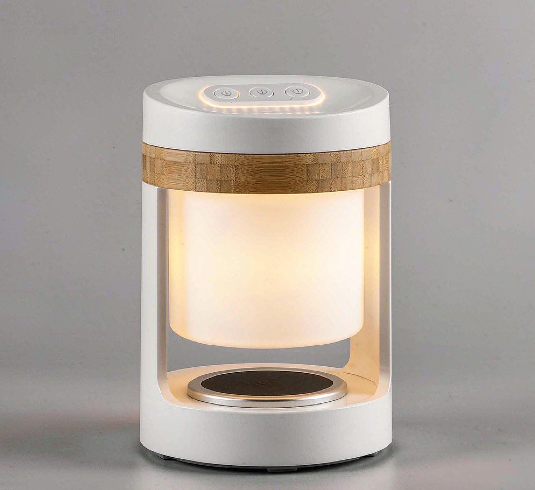 Glow smart bedside table lamp with touch dimming and wireless charging