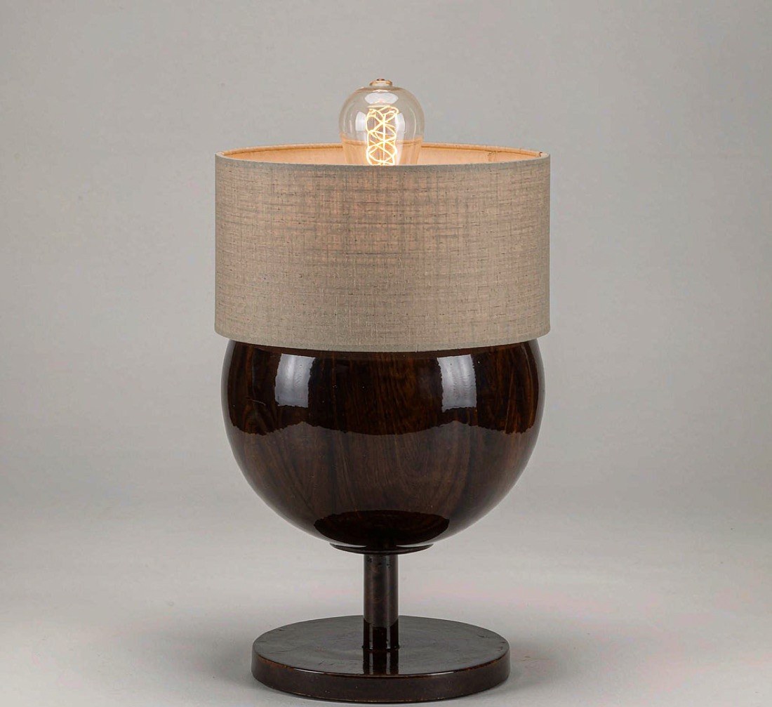 Ceramic table lamp with linen shade